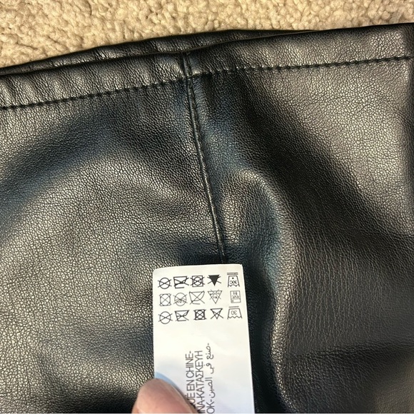 ZARA Black faux leather pleather vegan the weekend joggers pants Sz XS NWT - Picture 14 of 15
